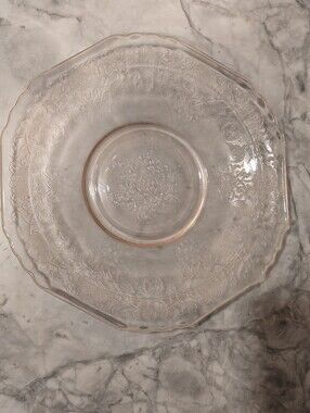 Clear Embossed Depression Glass Glass Saucer - Pink Tint